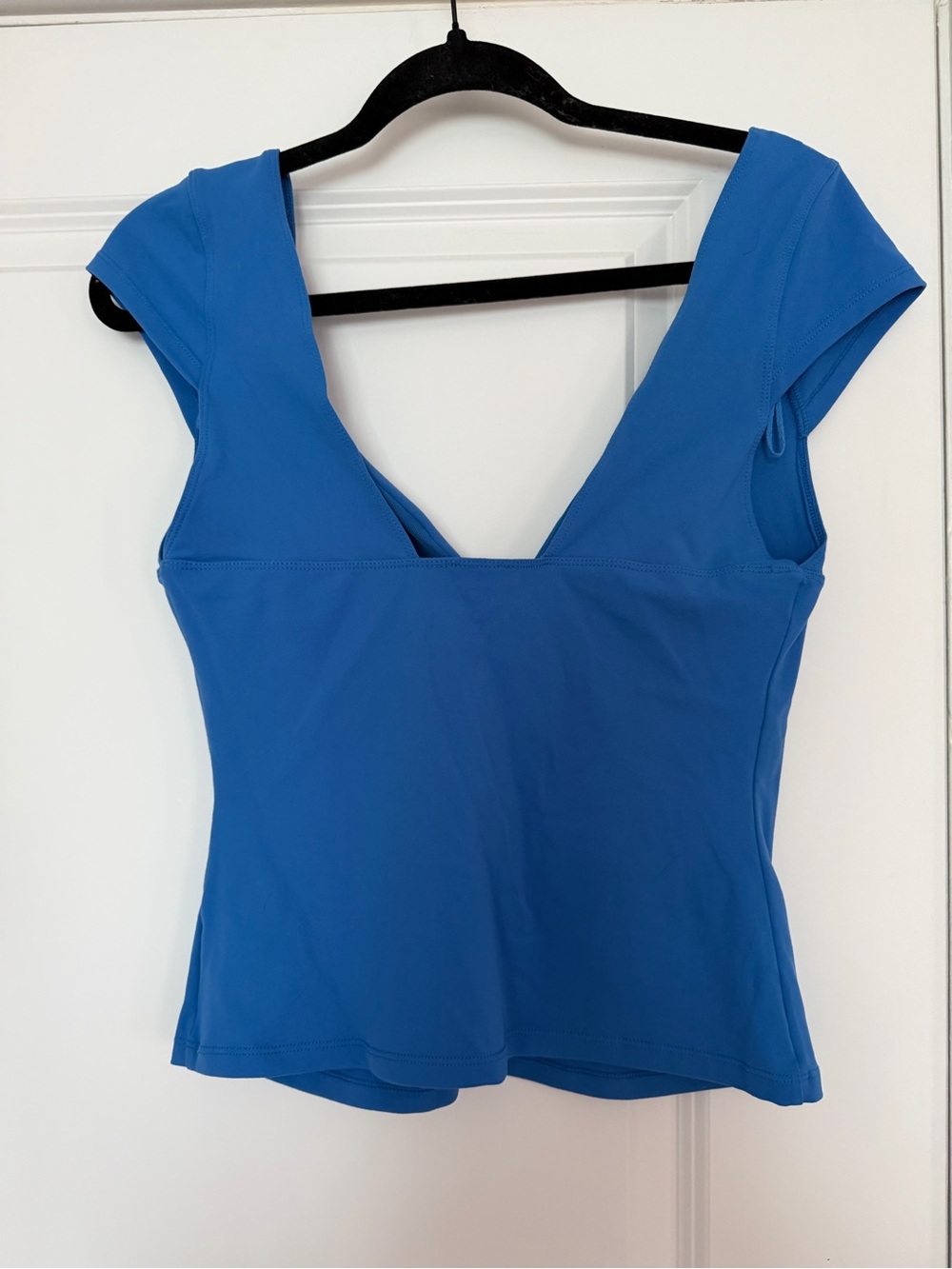 Free People Bright Blue V-Neck Cap Sleeve Tank - Picture 2 of 2